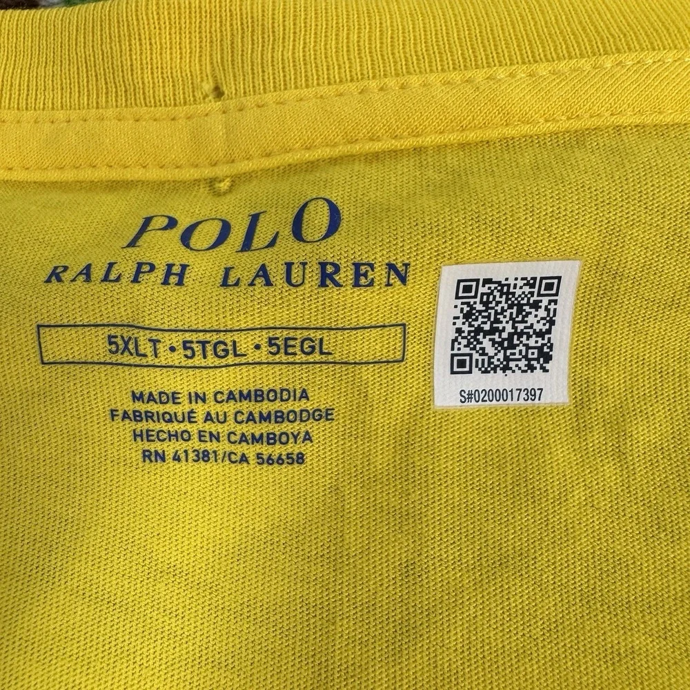 Polo Ralph Lauren Yellow Purple Pony Logo S/S Cotton T Shirt Size 5XLT NWT